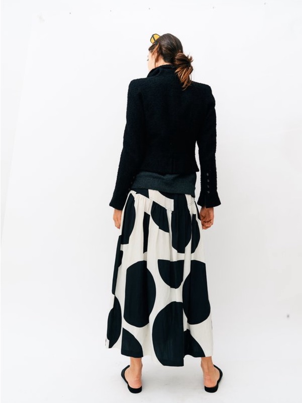 Mara Hoffman Black & White Polka Dot Maxi Skirt